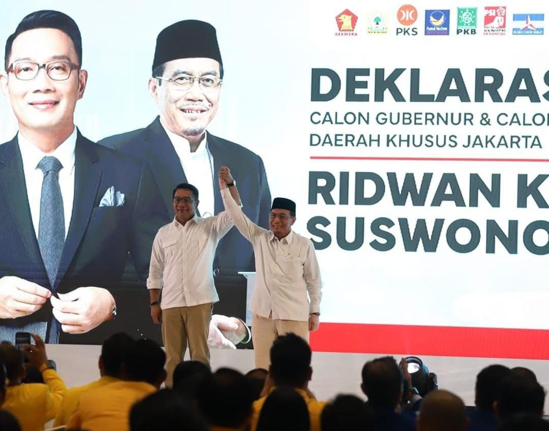 Deklarasi duet Ridwan Kamil dan Suswono sebagai pasangan cagub-cawagub pada Pilkada Jakarta 2024, Senin (19/8/2024)