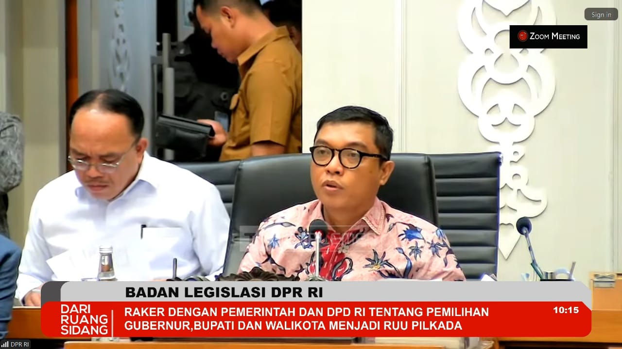 Wakil Ketua Baleg DPR RI, Achmad Baidowi (Awiek) saat Rapat Panja DPR, Rabu (21/8/2024) (Foto: Tangkapan layar TVR Parlemen)