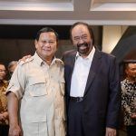 Ketua Umum NasDem Surya Paloh mengunjungi kediaman Presiden terpilih yang juga Ketua Umum Gerindra Prabowo Subianto di Jalan Kertanegara, Jakarta pada Kamis (15/8/2024)