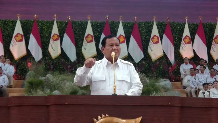 Presiden Republik Indonesia terpilih Prabowo Subianto saat berpidato di Rapimnas Partai Gerindra di Jakarta, Sabtu (30/8/2024). (Foto:Ubay/IST)