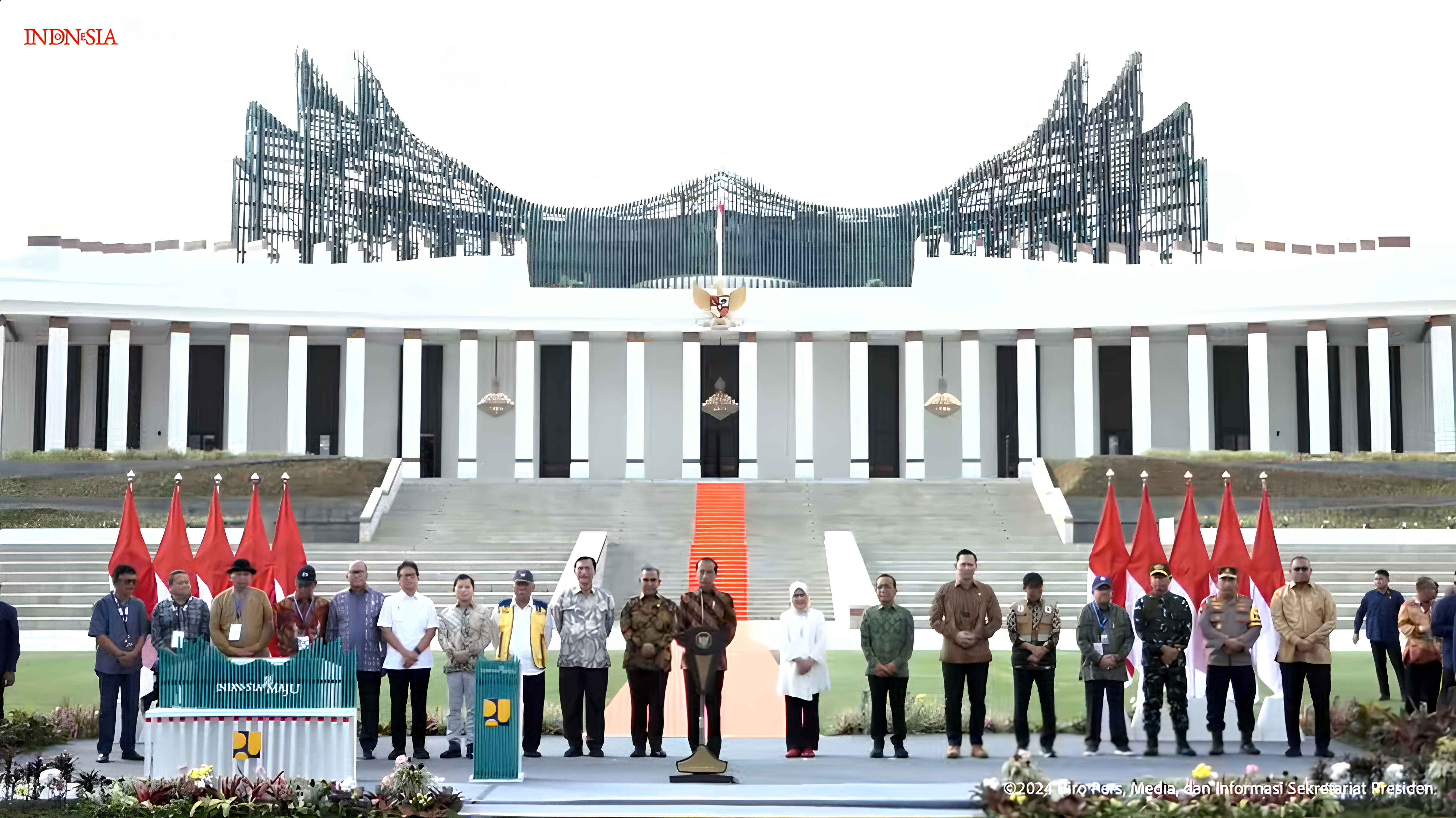 Presiden Jokowi meresmikan Istana Negara di IKN, Jumat (11/10/2024). Dia juga menyebut Prabowo yang akan meresmikan Istana Garuda. (Foto:IST)