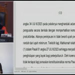 Hakim Konstitusi Enny Nurbaningsih saat sidang uji materi perkara nomor 169/PUU-XXI/2023 terkait gugatan terhadap UU Nomor 6/2023 tentang Cipta Kerja. (Foto:Tangkapan Layar/ Ubay)