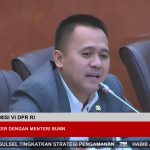 Anggota Komisi VI DPR RI, Mufti Anam saat Raker Komisi VI DPR RI bersama Menteri BUMN Erick Thohir di Kompleks Parlemen, Senayan, Jakarta, Senin (4/11/2024). (Foto:Tangkapan layar/ Ubay)