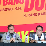 Paslon nomor urut 3 di Pilgub Jakarta 2024, Pramono Anung dan Rano Karno (Pram-Doel) saat konferensi pers menyikapi hasil exit poll dan quick count, Rabu (27/11/2024) sore. (Foto: Ubay)