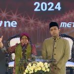 Cagub Jatim nomor urut 3 Tri Rismaharini (Risma) saat menyampaikan visi, misi dan programnya dalam Debat Publik Ketiga Pilgub Jatim 2024 di Grand City, Surabaya pada Senin (18/11/2024). (Foto:Ubay)