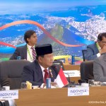 Presiden RI Prabowo Subianto saat berbicara pada sesi pertama KTT G20 di Rio de Janeiro, Brasil, Senin (18/11/2024) waktu setempat. (Foto:Tangkapan layar/ Ubay)