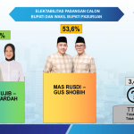 Hasil survei The Republic Institute terkait elektabilitas paslon di Pilbup Kabupaten Pasuruan 2024. (Foto:IST)