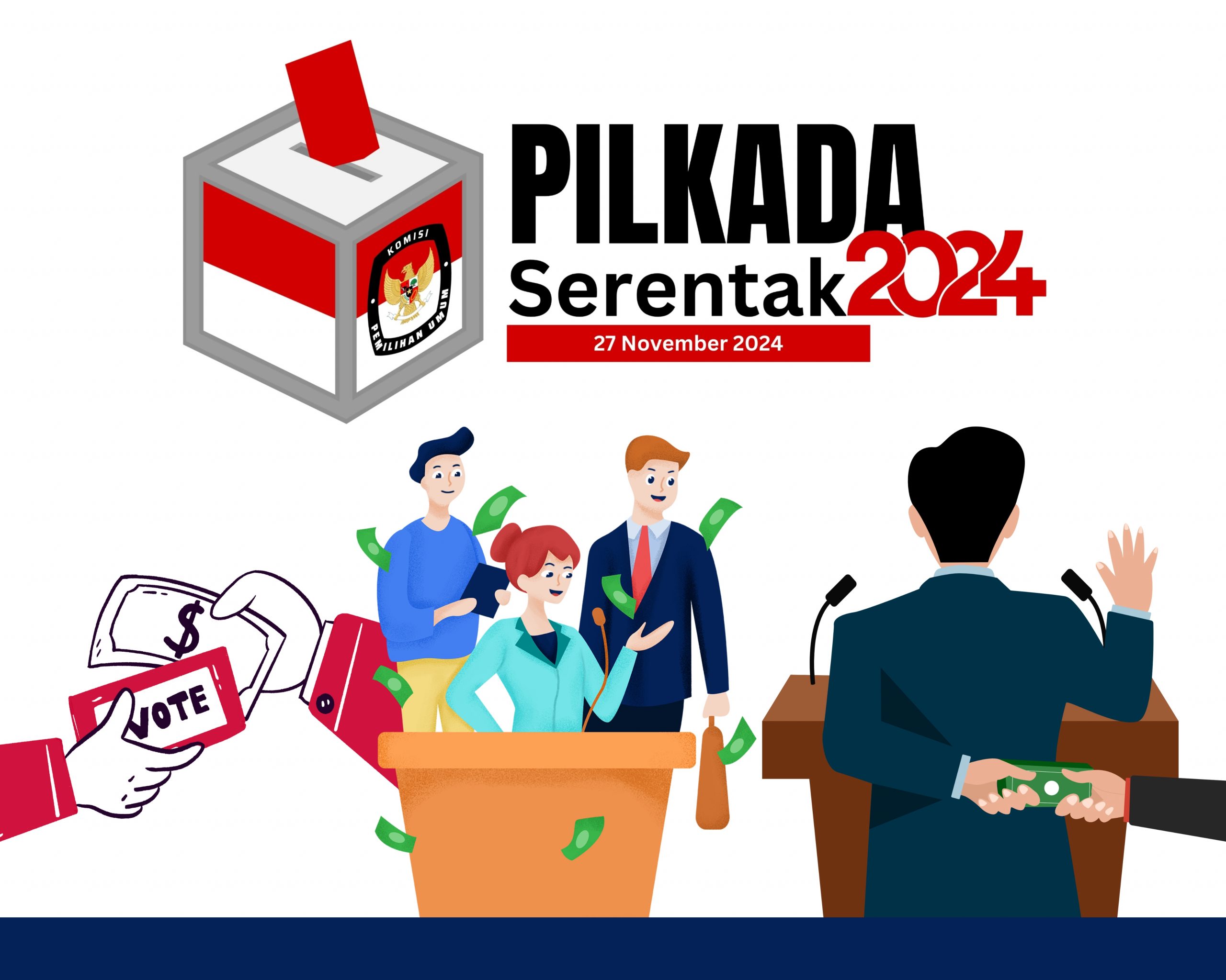 Ilustrasi praktik politik uang pada Pilkada Serentak 2024. (Foto:Ubay/IST)