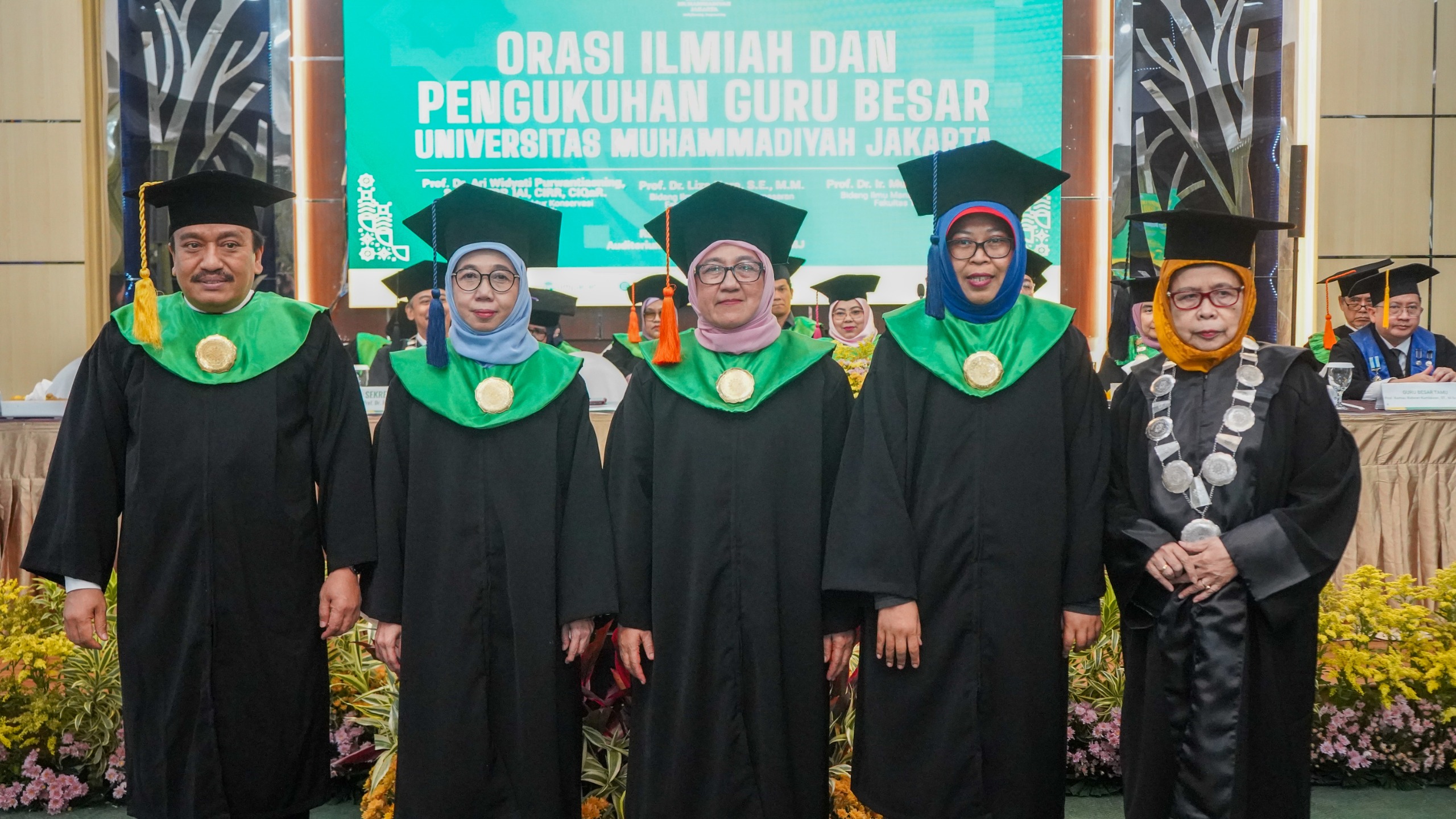 Pengukuhan tiga Guru Besar Universitas Muhammadiyah Jakarta (UMJ). (Foto:Dinar/IST)