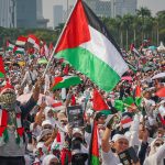 Aksi solidaritas-untuk perjuangan Palestina. (Foto: the conversation)