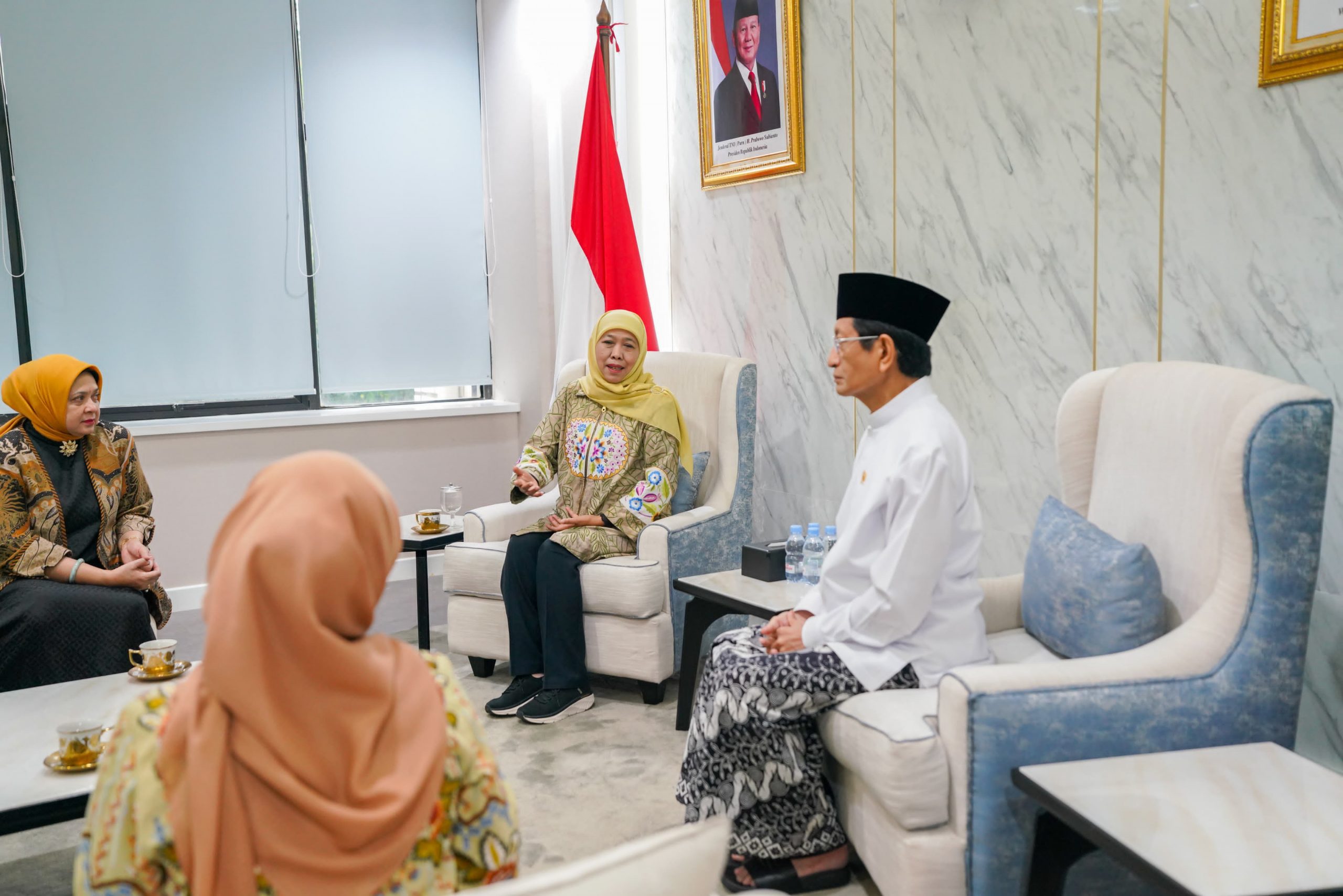 Ketua Umum PP Muslimat NU Khofifah Indar Parawansa beserta jajarannya menemui Menag RI Nasaruddin Umar. (Foto:IST)