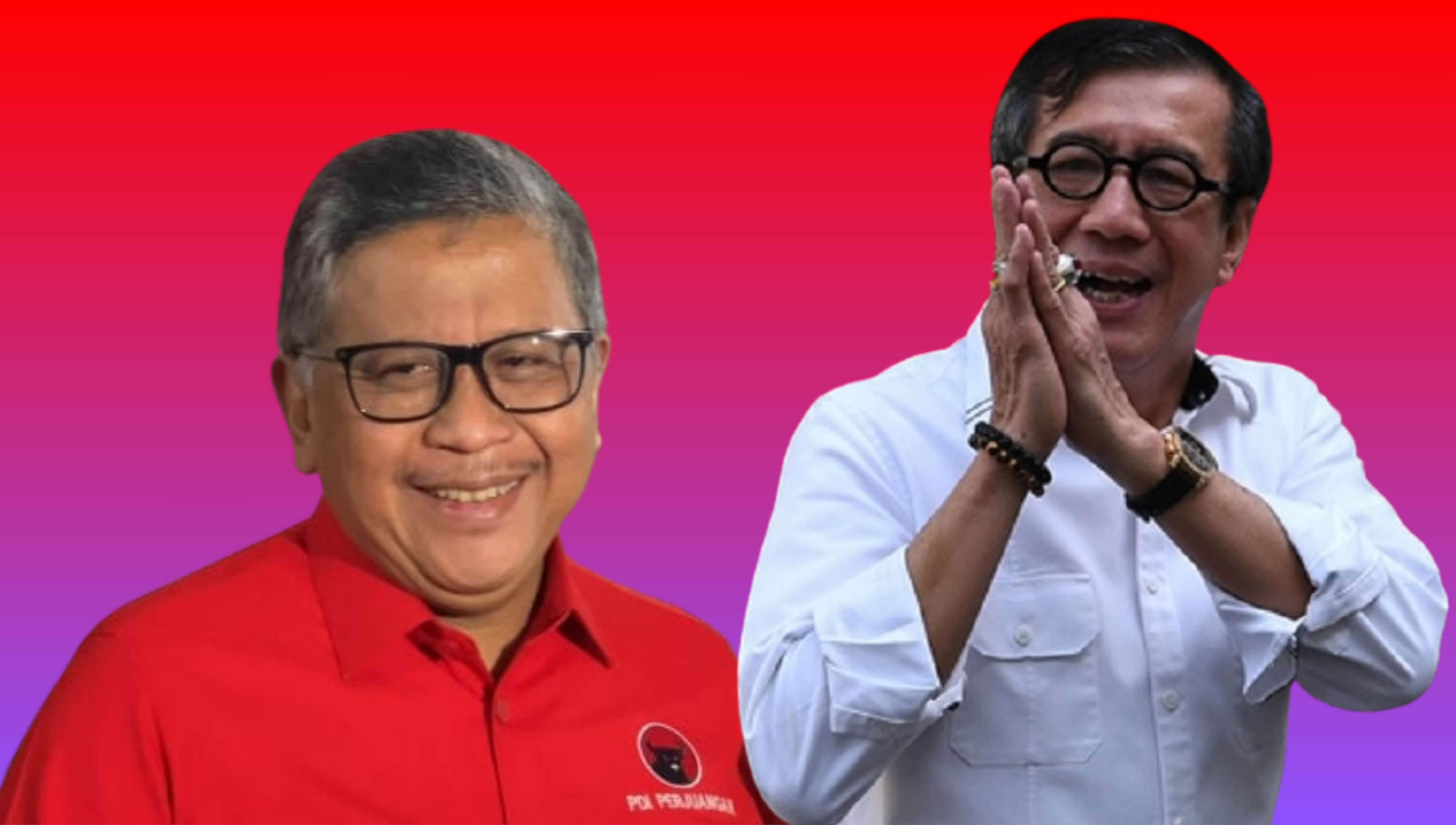 Sekjen PDIP Hasto Kristianto dan Eks Menkumham yang juga Ketua DPP PDIP Yasonna H Laoly. (Ilustrasi: Ubay NA)