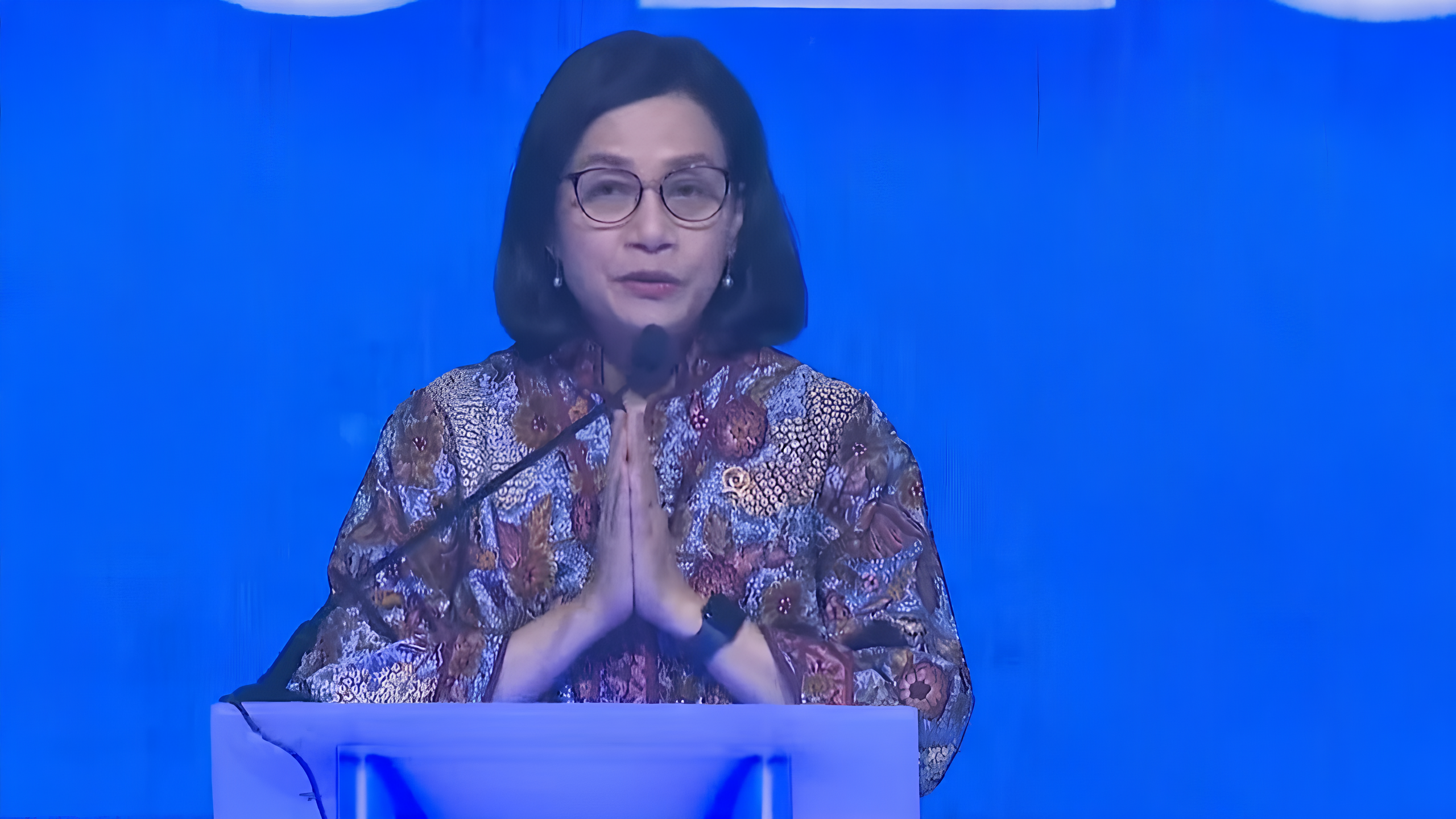 Menteri Keuangan (Menkeu) Sri Mulyani Indrawati saat menghadiri forum BRI Microfinance Outlook 2025 di Tangerang, Kamis (30/1/2025). (Foto:Ubay)