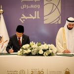 Menag RI Nasaruddin Umar menandatangani sejumlah kesepakatan dengan pemerintah Arab Saudi terkait penyelenggaraan haji tahun 1446 Hijriah atau 2025 Masehi dalam lawatannya ke Arab Saudi, Ahad (12/1/2025). (Foto:IST)