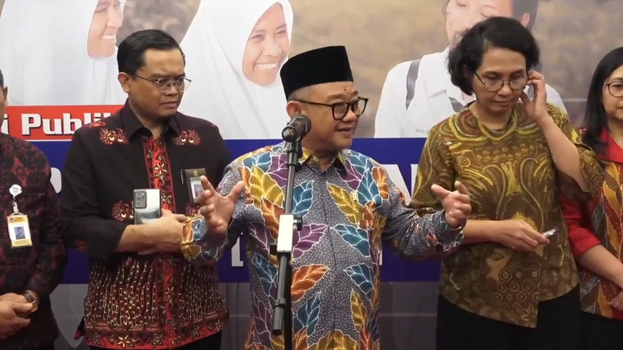 Mendikdasmen RI, Abdul Mu'ti, saat konferensi pers di Jakarta, Kamis (30/1/2025). (Foto:Ubay)