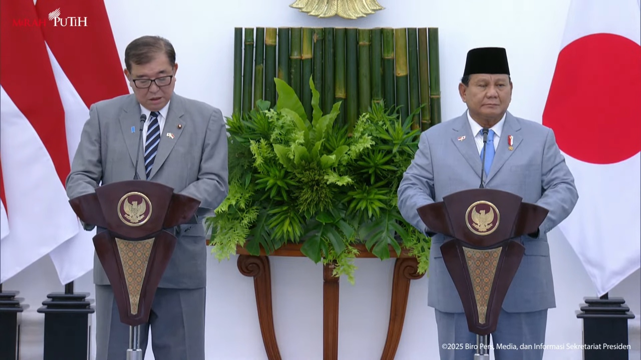 PM Jepang Shigeru Ishiba dan Presiden RI Prabowo Subianto dalam pertemuan di Istana Kepresidenan Bogor, Sabtu (11/1/2025). (Foto:Setpres)