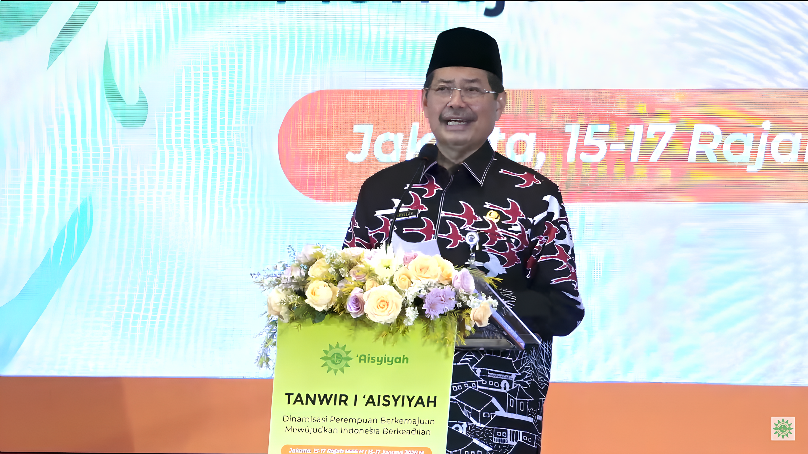 Sekretaris Daerah (Sekda) Pemerintah Provinsi (Pemprov) DKI Jakarta, Marullah Matali, saat menyampaikan sambutannya dalam Tanwir I Aisyiyah di The Tavia Heritage, Jakarta, Rabu (15/1/2025). (Foto:Tangkapan layar/ubay)