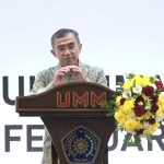 Direktur Eksekutif Ekonomi dan Keuangan Syariah Bank Indonesia (BI), Imam Hartono, menyampaikan sambutannya dalam Rakor Bidang Ekonomi PP Muhammadiyah yang digelar di Dome UMM, Rabu (26/2/2025). (Foto: Ubay NA)