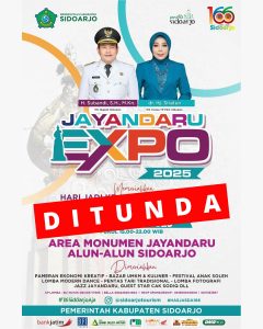 Informasi penundaan Jayandaru Expo 2025. (Foto: Pemkab Sidoarjo)