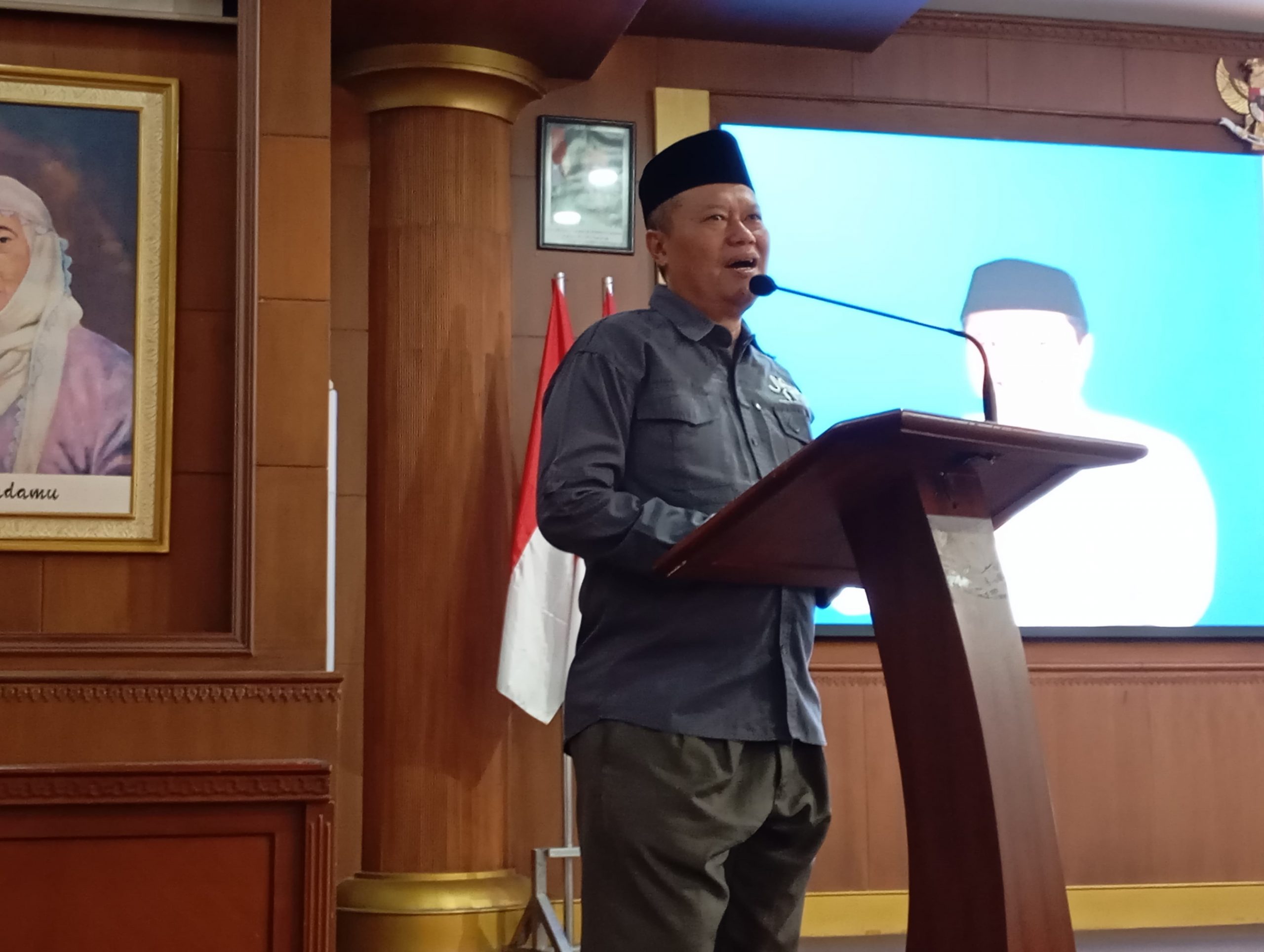 Ketua LHKP PWM Jawa Timur, Muhammad Mirdasy, saat menyampaikan sambutan dalam Rakerwil II LHKP PWM Jatim, Ahad (16/2/2025). (Foto: Ubay)