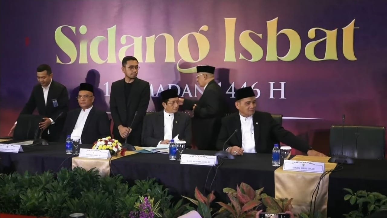 Suasana penyampaian hasil Sidang Isbat di Kemenag RI, Jumat (28/2/2025). (Foto: Ubay NA)