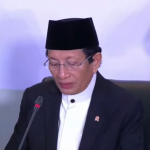 Menag RI Nasaruddin Umar mengumumkan hasil Sidang Isbat penetapan Idulfitri 1 Syawal 1446 Hijriah. (Foto: Ubay NA)