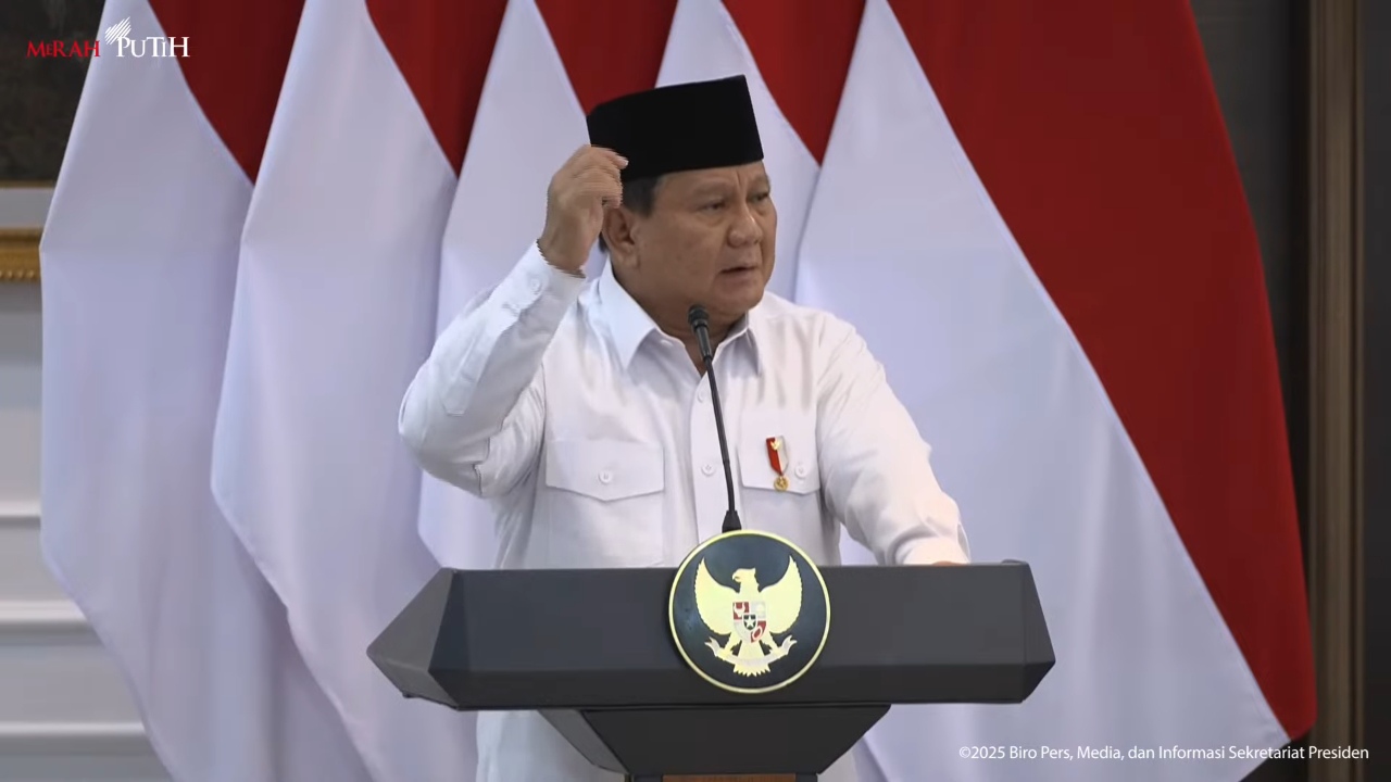 Presiden RI Prabowo Subianto menyampaikan soal program Sekolah Rakyat, Jumat (21/3/2025). (Foto: Tangkapan layar/ Ubay NA)