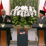 Indonesia menghibahkan dana hibah sebesar USD 6 juta untuk pengembangan pertanian di Republik Fiji. Tampak Presiden Prabowo Subianto (kanan) bersama Perdana Menteri Fiji Sitiveni Rabuka di Istana Merdeka, Jakarta, Kamis (24/4/2025). (Foto: Biro Setpres)