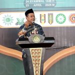 Ketua PDM Lamongan, Shodikin, saat Tabligh Akbar dan Halal Bihalal 1446 H yang digelar di Dome UMLA, Rabu (23/04/2025). (Foto: Ubay NA)