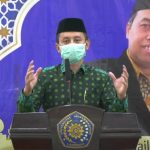 Rektor UMLA, Prof Dr Abdul Aziz Alimul Hidayat MKes, saat menyampaikan sambutan dalam Halal Bihalal di lingkungan kampus UMLA, Rabu (9/4/2025). (Foto: Rohmat)