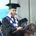 Rektor UMP, Prof Dr Jebul Suroso SKep Ns MKes, saat menyampaikan orasi ilmiah Guru Besar, Kamis (10/4/2025). (Foto: Tangkapan layar/ Ubay NA)