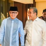 Wamendagri Bima Arya Sugiarto (kiri) bersama Ketua MPR RI Ahmad Muzani saat halal bihalal, Rabu (2/4/2205). (Foto: IST)