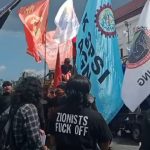 Aksi buruh, mahasiswa, serta elemen masyarakat lainnya di tugu nol kilometer Yogyakarta, Kamis (1/5/2025). (Foto: Nashrul)