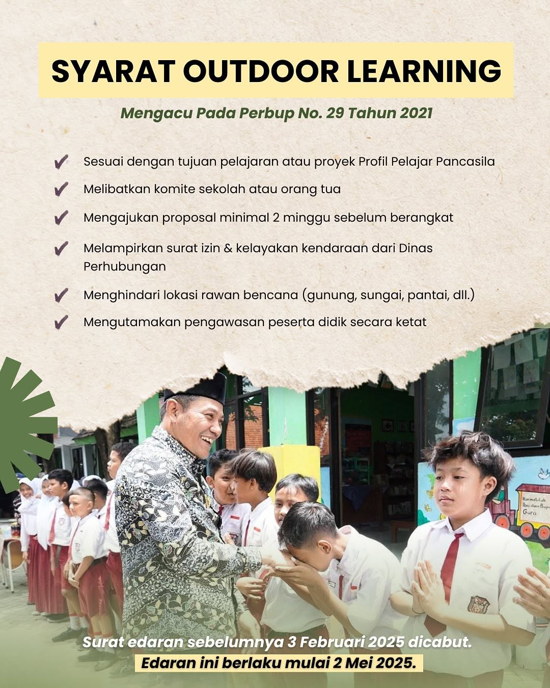 Syarat pelaksanaan ODL bagi sekolah-sekolah di Kabupaten Sidoarjo.