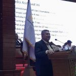 Ketua Umum ICMI Orwil Aceh, Taqwaddin, saat menyampaikan paparannya dalam Seminar Cendekiawan bertajuk 'Akselerasi Pengembangan Sektor Migas dan Pertambangan Aceh; Menuju Tata Kelola Berkelanjutan dan Kesejahteraan Masyarakat', Ahad (22/6/2025). (Foto: Rizki Maulizar/ IST)
