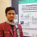 Vice President of OIC Youth Indonesia yang juga Ketua DPP IMM Bidang Hubungan Luar Negeri, Fadhil Mahdi, memperkenalkan GazaOne.id dalam Konferensi Pemuda Indonesia di Bandung, Sabtu (12/7/2025). (Foto: Dok. /IST)