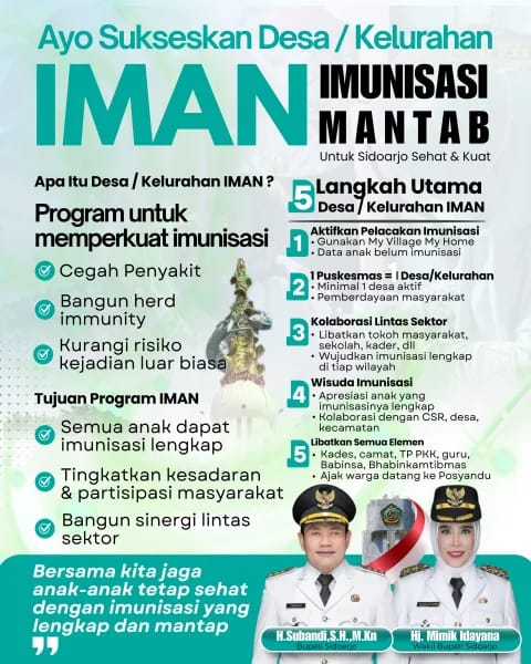 Imbauan Pemkab Sidoarjo tentang Desa/Kelurahan Iman untuk meningkatkan cakupan imunisasi lengkap. (Foto: Kominfo Sidoarjo