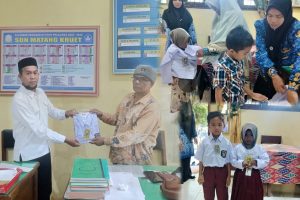 Tgk Suryadi Salurkan Bantuan Seragam, Sekolah Usulkan Gedung Baru
