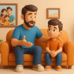 Ayah mendampingi anaknya. (Ilustrasi: SORA/ Ubay NA)