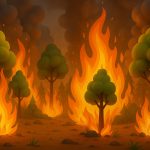 Ilustrasi kebakaran hutan dan lahan (karhutla). (SORA/ Ubay NA)
