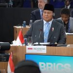 Presiden RI Prabowo Subianto dalam forum KTT BRICS di Rio de Janeiro, Brazil, Ahad (6/7/2025). (Foto: Tangkapan layar setpres)
