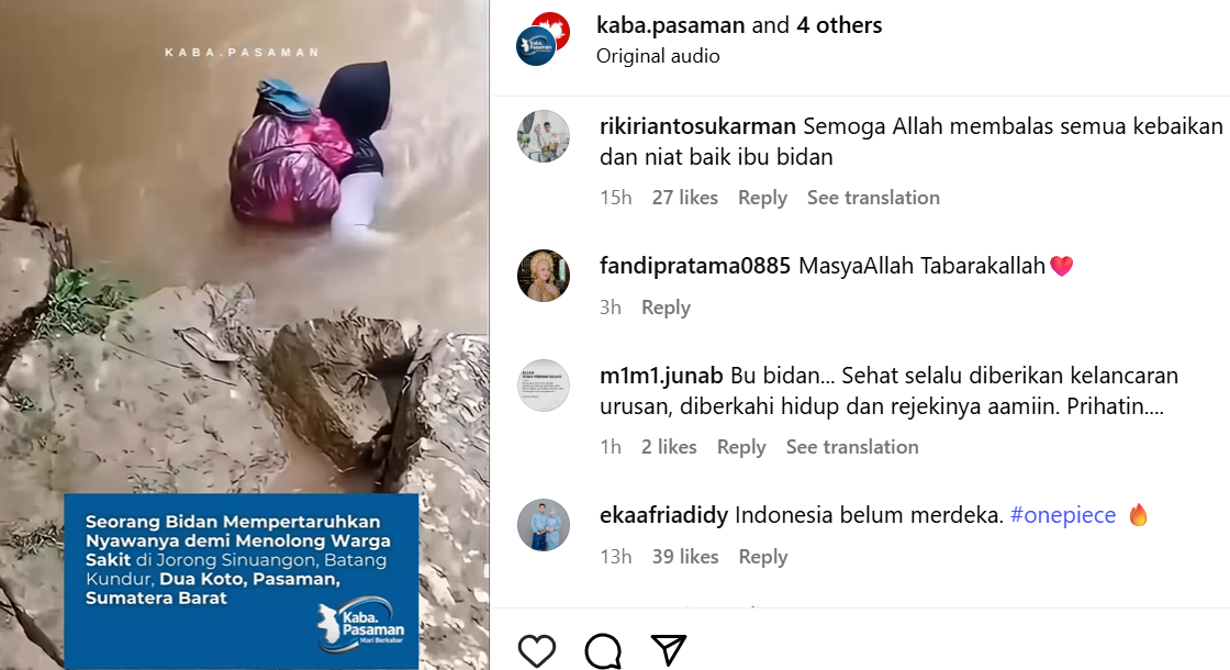 Bidan di Pasaman Bertaruh Nyawa Seberangi Sungai Demi Selamatkan Warga Sakit