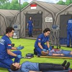 Pusat Krisis Kesehatan menggelar pelatihan Tenaga Cadangan Kesehatan Emergency Medical Team (TCK-EMT) Tipe 2 di Sentul, Bogor. (Foto: Gemini AI)