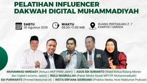 LHKP PWM Jatim Gelar Pelatihan Influencer Dakwah Digital Muhammadiyah, Simak Cara Daftarnya