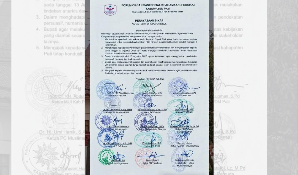 Forsika Pati Nyatakan Sikap: Minta Bupati Introspeksi Hingga Ajak Masyarakat Doa Bersama