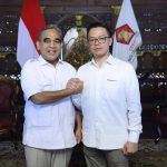 Sugiono (kanan) resmi menggantikan Ahmad Muzani sebagai Sekjen Partai Gerindra. (Foto: @ahmadmuzani2)