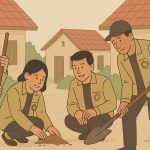 Ilustrasi mahasiswa melakukan KKN. (SORA)