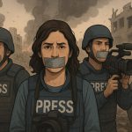 Jurnalis di Gaza. (Ilustrasi: SORA)