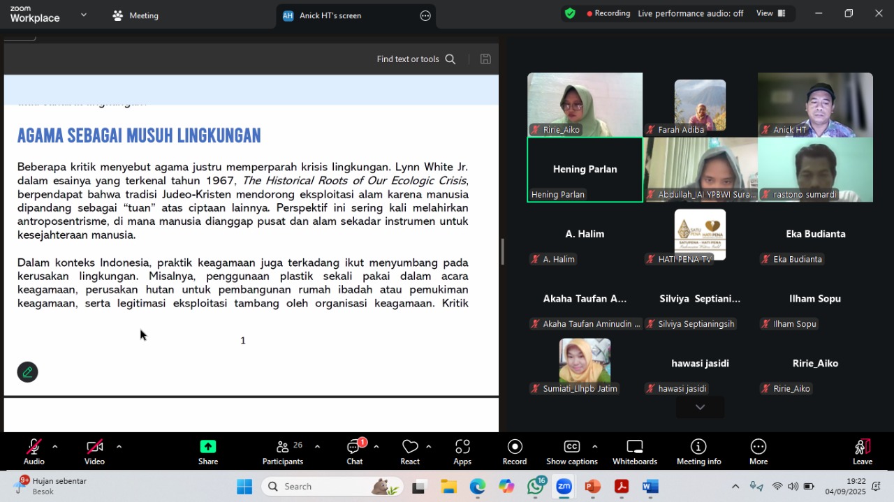 Musuh atau Sahabat?  Menemukan Titik Temu Agama dan Lingkungan