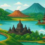 Ilustrasi destinasi wisata di Indonesia, dibuat menggunakan SORA.